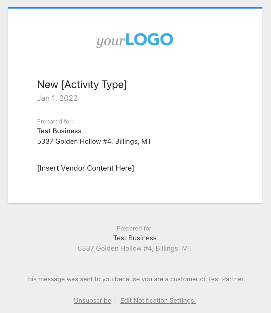 Example Instant Notification Email