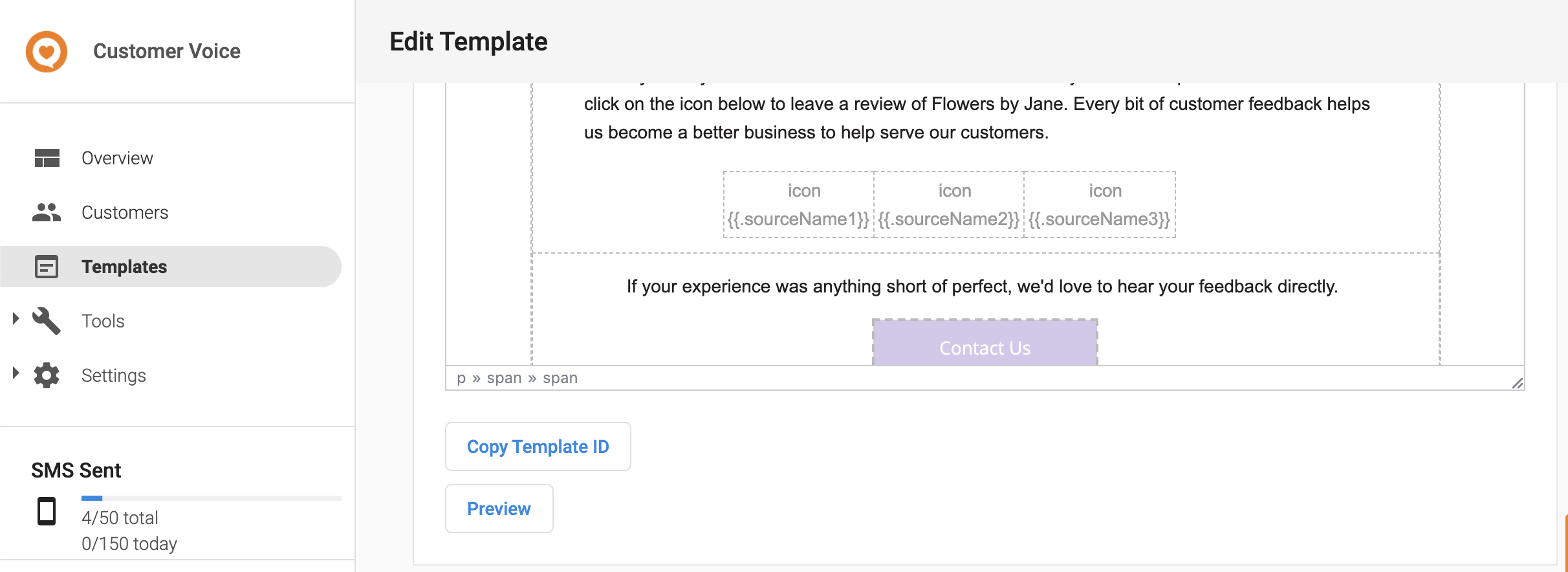 Edit template page