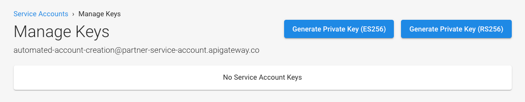 Manage Keys Screen