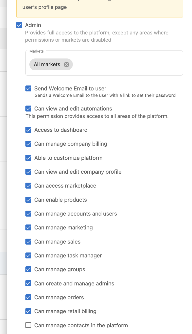 Groups for platform users